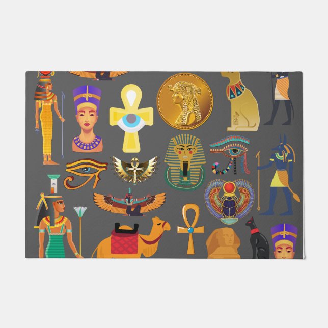 ägyptischer Hieroglyphus Symbol Muster Pharao Fußmatte (Vorderseite)
