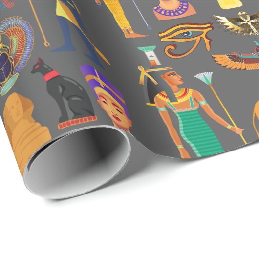 ägyptischer Hieroglyphus Symbol Muster Pharao Geschenkpapier (Rolleneckpunkt)
