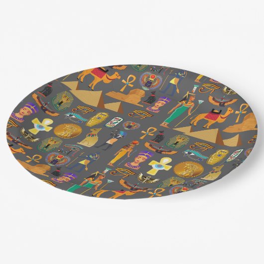 ägyptischer Hieroglyphus Symbol Muster Pharao Pappteller (Schrägansicht)