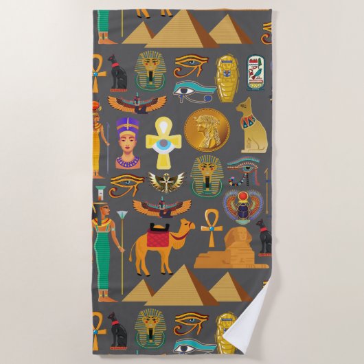 ägyptischer Hieroglyphus Symbol Muster Pharao Strandtuch (Vorderseite)