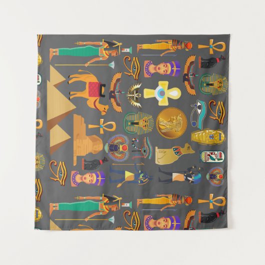 ägyptischer Hieroglyphus Symbol Muster Pharao Wandteppich (Vorderseite (Horizontal))