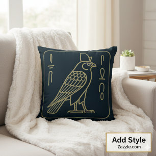Ägyptischer Horus Falcon Antiker Hieroglyph Dekor Kissen