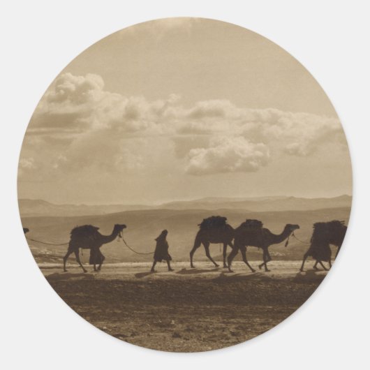 Ägyptischer Kameltransport über Olivet, 1918 Runder Aufkleber (Vorderseite)