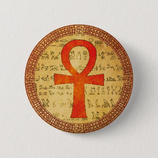 Ägyptischer Knopf - Ankh Kreuz Button (Vorderseite)