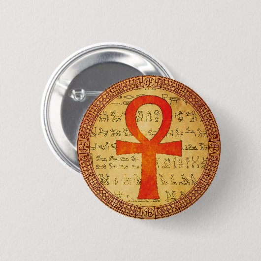 Ägyptischer Knopf - Ankh Kreuz Button (Vorne & Hinten)