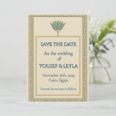 Ägyptischer Lotus-Gold Save the Date (Stehend Vorderseite)