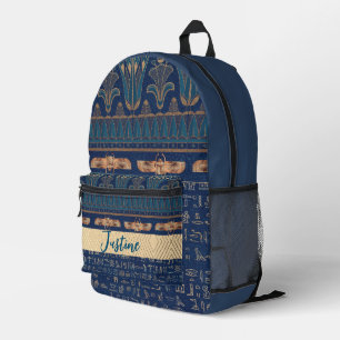 Ägyptischer Lotus Scarab Hieroglyphen Personalisie Bedruckter Rucksack