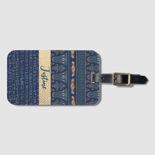 Ägyptischer Lotus Scarab Hieroglyphen Personalisie Gepäckanhänger (Vorderseite (Horizontal))