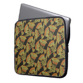 Ägyptischer Lotus und Papyrus auf schwarzem Laptop Laptopschutzhülle (Vorderseite Links)