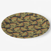 Ägyptischer Lotus und Papyrus, schwarzes Papierpla Pappteller (Schrägansicht)