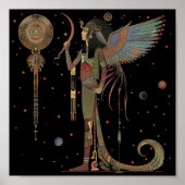 Ägyptischer Mond Gott Khonsu Rainbow Black Abstrak Poster (Vorne)
