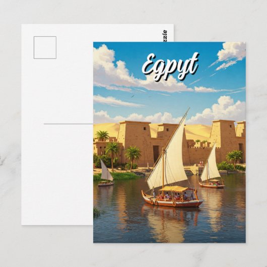 Ägyptischer Nil Felucca Postkarte (Vorne/Hinten)