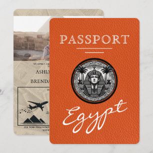 Ägyptischer Orange-Reisepass Hochzeitseinladung Einladung