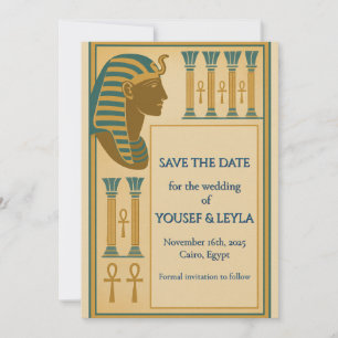 Ägyptischer Pharao & Ankh Gold Save the Date