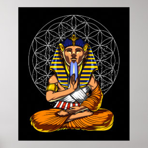 Ägyptischer Pharao Tutankhamun Yoga Meditation Poster