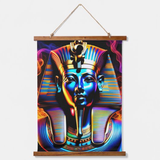 Ägyptischer Pharao Wandteppich Mit Holzrahmen (Vorderseite)