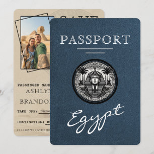 Ägyptischer Reisepass in Navyblau zur Hochzeitsank Save The Date