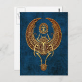 Ägyptischer Scarab-Käfer mit Ankh auf blau Postkarte (Vorne/Hinten)