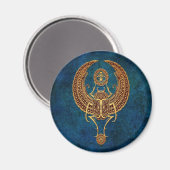 Ägyptischer Scarab-Käfer mit Ankh - blau Magnet (Vorderseite/Rückseite)