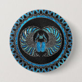 Ägyptischer Scarabäus-Käfer - Gold und blaues Glas Button (Vorderseite)