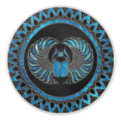 Ägyptischer Scarabäus-Käfer - Gold und blaues Glas Keramikknauf (Vorderseite)