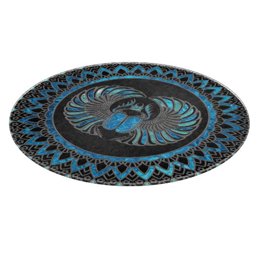 Ägyptischer Scarabäus-Käfer - Gold und blaues Glas Schneidebrett (Ecke)