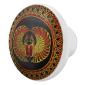 Ägyptischer Scarabäus-Käfer - Gold und rotes Keramikknauf (Rechts)