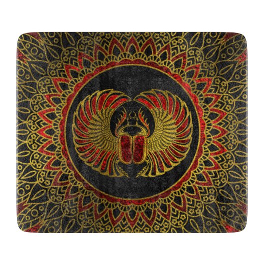 Ägyptischer Scarabäus-Käfer - Gold und rotes Schneidebrett (Vorderseite)