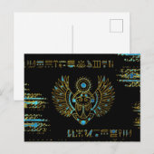 Ägyptischer Skarab-Käfer Gold und blaues Buntglas Postkarte (Vorne/Hinten)