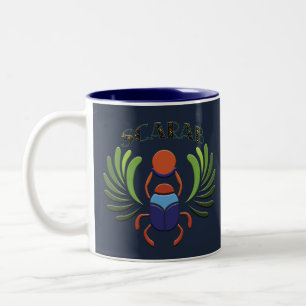 Ägyptischer Skarab-Käfer. Klassik des alten Ägypte Zweifarbige Tasse