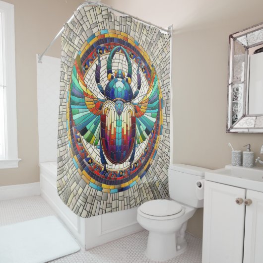 Ägyptischer Skarab-Käfer - Mosaikkunst Duschvorhang (Beispiel)