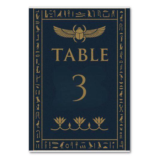 Ägyptischer Skarab & Lotus - bearbeitbar Tischnummer (Vorderseite)