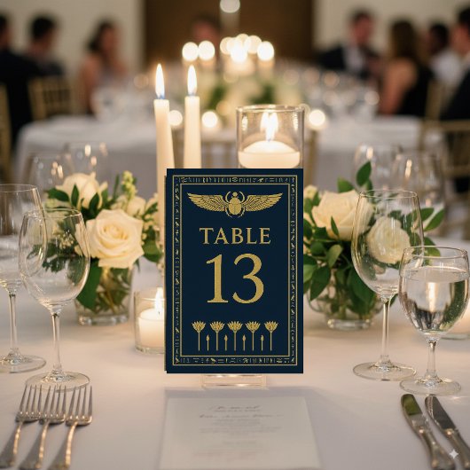 Ägyptischer Skarab & Lotus - bearbeitbar Tischnummer