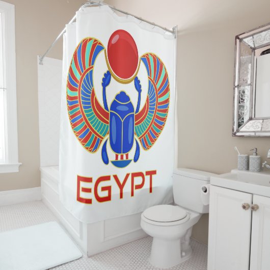 Ägyptischer Skarabäus mit dem Wort Ägypten Duschvorhang (Beispiel)