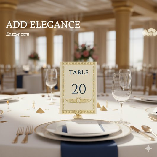 Ägyptischer Skarabäus und Goldgrenze - bearbeitbar Tischnummer