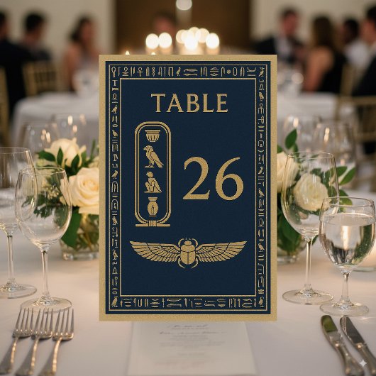 Ägyptischer Skarabäus und Vasen - bearbeitbar Tischnummer