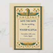 Ägyptischer Winged Cobra Lotus Gold Save the Date Einladung (Vorne/Hinten)