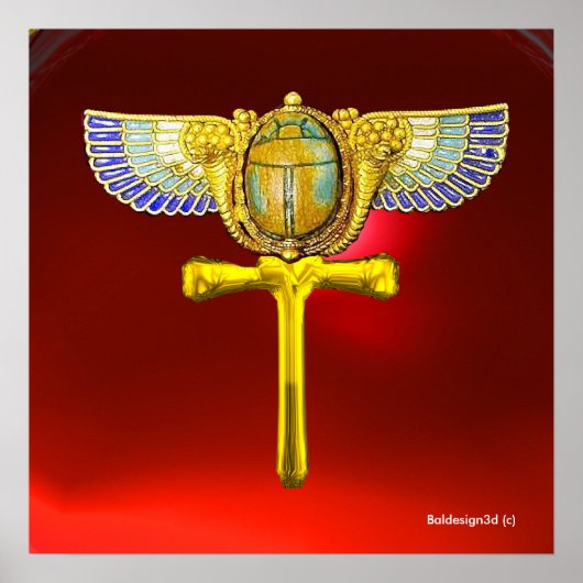 ÄGYPTISCHER WINGED SCARAB ANKH ,CORNUCOPIA GOLD JE POSTER (Vorne)