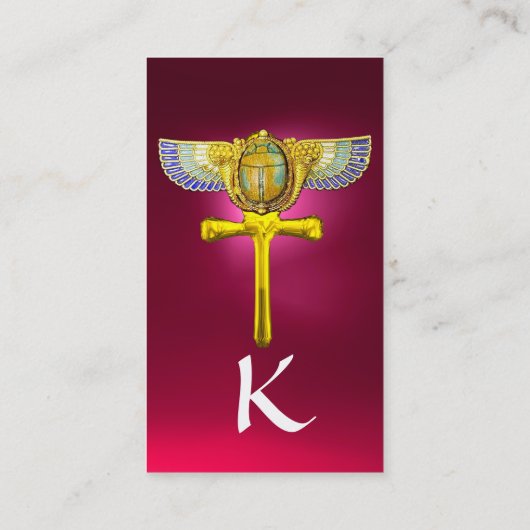 ÄGYPTISCHER WINGED SCARAB ANKH UND CORNUCOPIA Pink Visitenkarte (Rückseite)