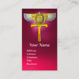 ÄGYPTISCHER WINGED SCARAB ANKH UND CORNUCOPIA Pink Visitenkarte