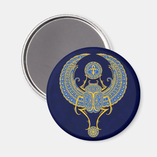 Ägyptischer Winged Scarab, blau Magnet (Vorderseite/Rückseite)