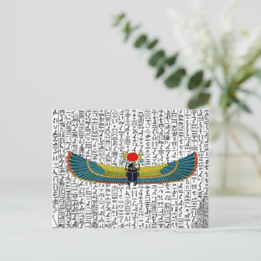 Ägyptischer Winged Scarab Postkarte (Stehend Vorderseite)