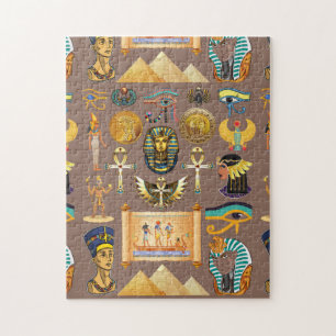 Ägyptisches altes Hieroglyphenmuster-Symbol Puzzle
