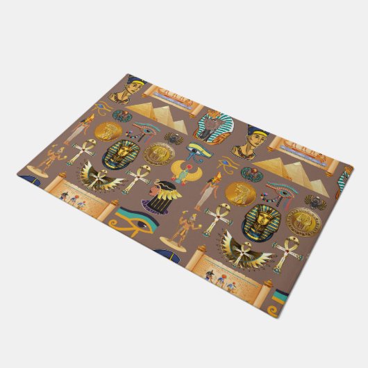 Ägyptisches altes Hieroglyphisches Muster Fußmatte (Schrägansicht)