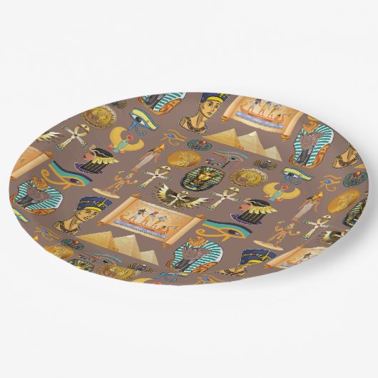 Ägyptisches altes Hieroglyphisches Muster Pappteller (Schrägansicht)