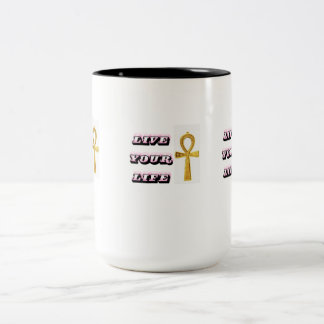 Ägyptisches Ankh-Lebenszitat - Goldener Schlüssel  Zweifarbige Tasse
