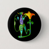 Ägyptisches Art Deco mit Lotus-Blume Button (Vorderseite)