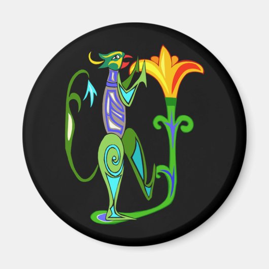 Ägyptisches Art Deco mit Lotus Blume Magnet (Vorne)