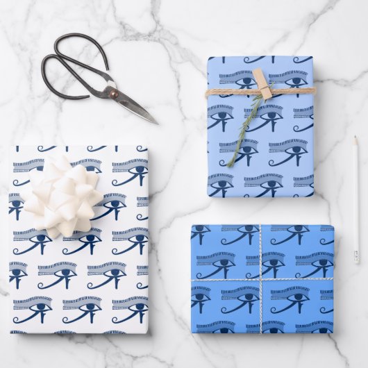 Ägyptisches Auge des Horus Blue Amulet Geschenkpapier Set (Vorderseite)