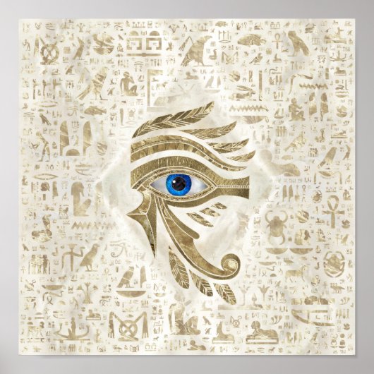 Ägyptisches Auge des Horus - Gold und Perle Poster (Vorne)